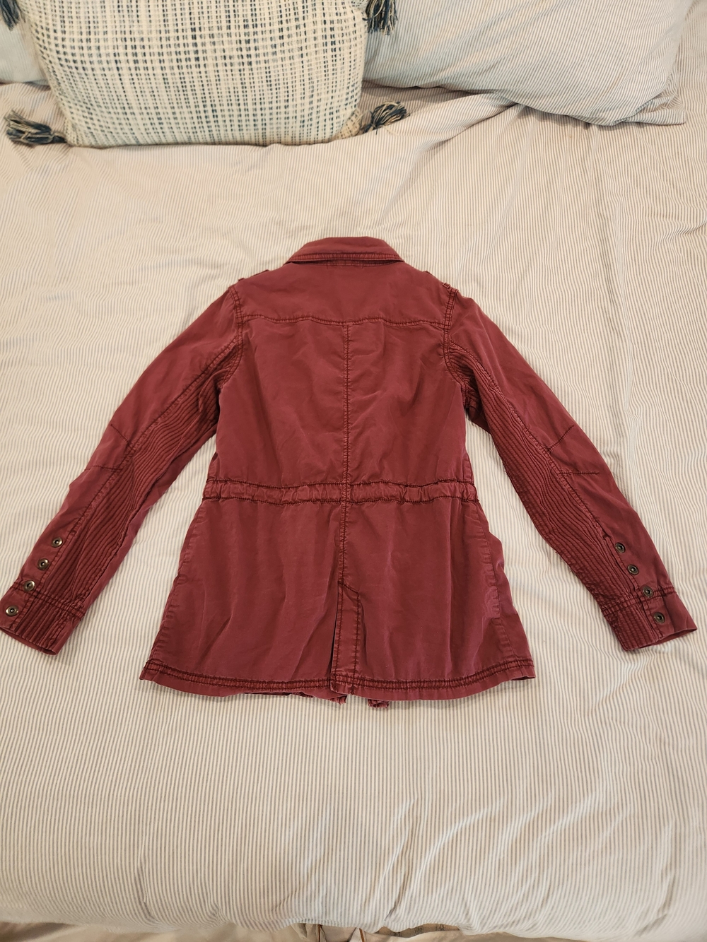 Marrakech Nola Cotton Maroon Utility Jacket with Interior Waist Drawcord - Picture 2 of 10